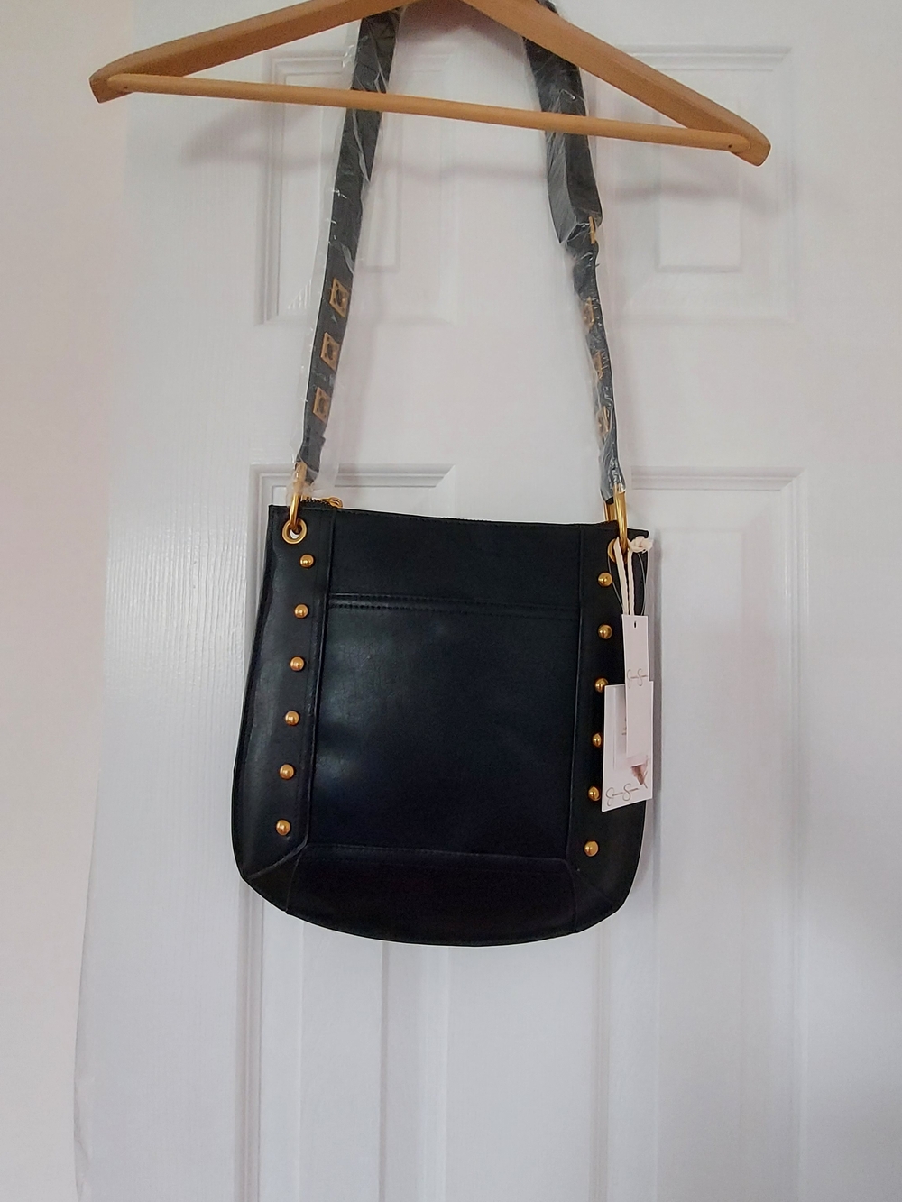 Jessica Simpson Black Crossbody with Gold Stud Accents